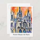 Notre-Dame de Paris Frankrijk Waterverf Reizen Briefkaart (Voorkant / Achterkant)