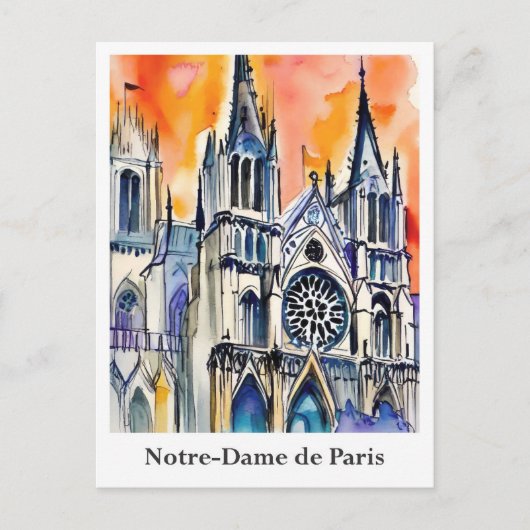 Notre-Dame de Paris Frankrijk Waterverf Reizen Briefkaart (Voorkant)