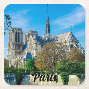 Notre Dame de Paris in Frankrijk Vierkante Kartonnen Onderzetter