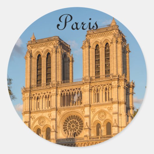 Notre Dame de Paris in Golden Hour - Parijs, Frank Ronde Sticker (Voorkant)