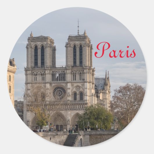 Notre Dame de Paris Ronde Sticker (Voorkant)