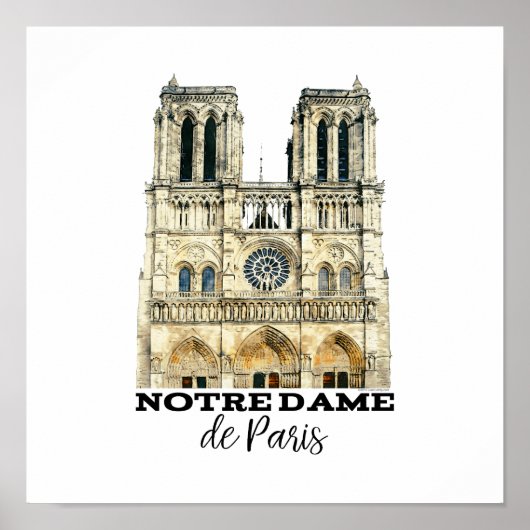 Notre-Dame de Paris Souvenir France Cathedral Poster (Voorkant)