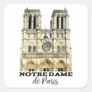 Notre-Dame de Paris Souvenir France Cathedral Vierkante Sticker