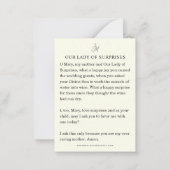 Notre Dame des Surprises Prière Carte Sainte catho (Dos)