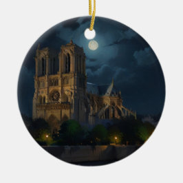 Notre Dame en Volle Maan Art Keramisch Ornament