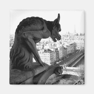 Notre Dame Gargoyle  Print Square Magnet Magneet