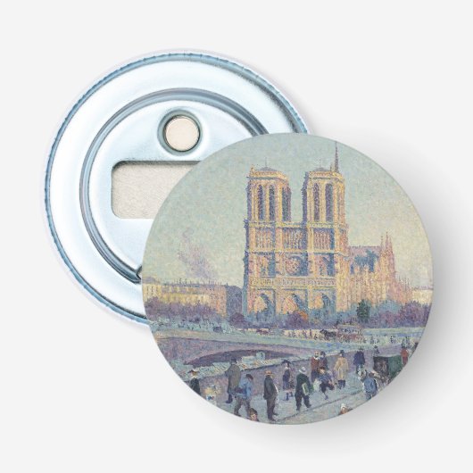 Notre Dame Kathedraal Parijs Frankrijk Classic Sch Button Flesopener (Voorkant)