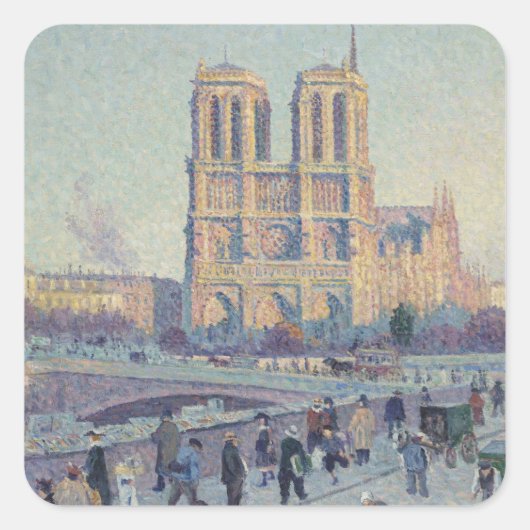 Notre Dame Kathedraal Parijs Frankrijk Classic Sch Vierkante Sticker (Voorkant)