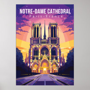Notre-Dame kathedraal, reizen kunst poster