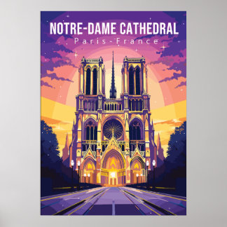 Notre-Dame kathedraal, reizen kunst poster