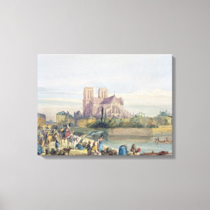 Notre Dame, Parijs (w/c op papier) Canvas Afdruk