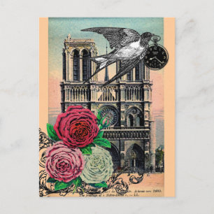  Notre Dame, Slik door, Rozen, Collage Briefkaart