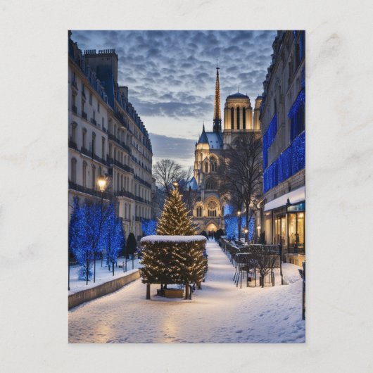 Notre Dame Winter Scene Briefkaart (Voorkant)
