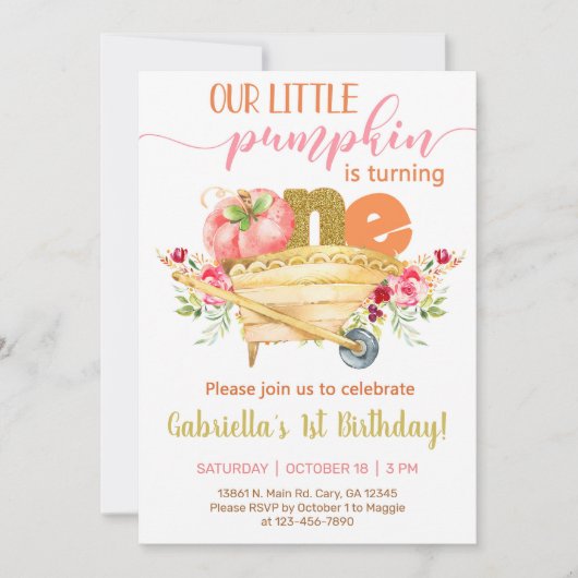 Notre doux petit citrouille invitation de 1er anni (Devant)