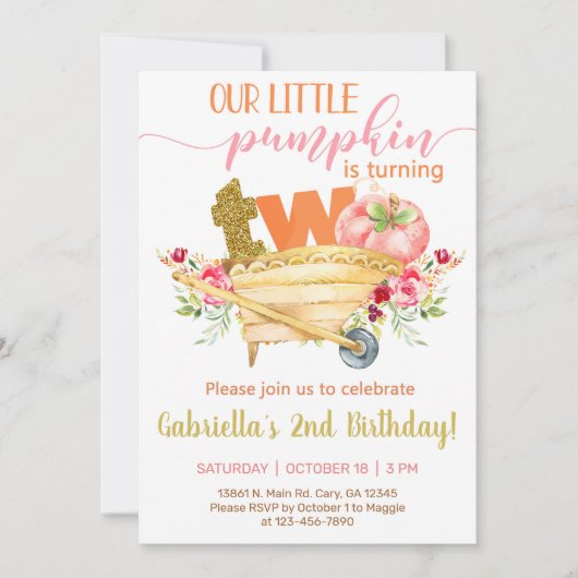 Notre doux petit citrouille invitation de 2ème ann (Devant)