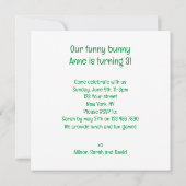 Notre drôle de lapin, invitation d'anniversaire de (Dos)