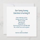 Notre drôle de lapin, invitation d'anniversaire de (Dos)