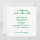 Notre drôle de lapin, invitation d'anniversaire de (Dos)