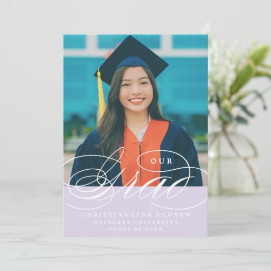 NOTRE ÉLÉGANT SCRIPT GRAD | CARTES D'INVITATION À (Debout devant)