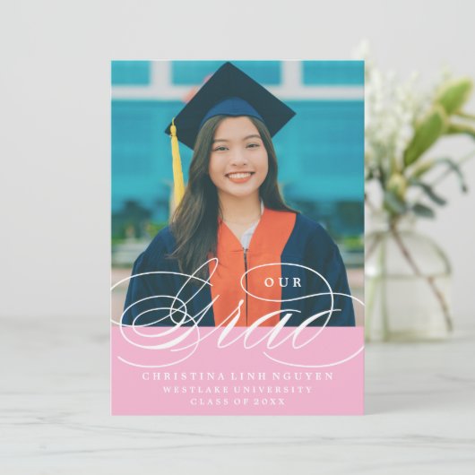 NOTRE ÉLÉGANT SCRIPT GRAD | CARTES D'INVITATION À (Debout devant)