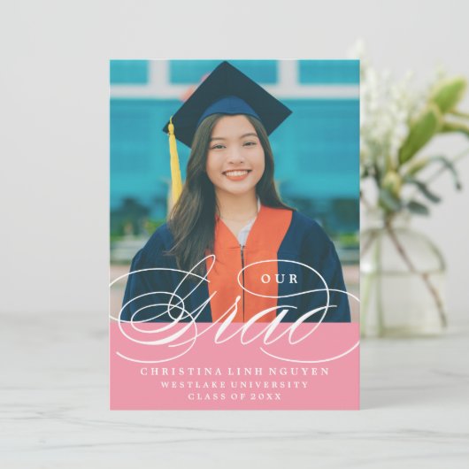 NOTRE ÉLÉGANT SCRIPT GRAD | CARTES D'INVITATION À (Debout devant)