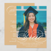 NOTRE ÉLÉGANT SCRIPT GRAD | CARTES D'INVITATION À (Devant / Derrière)