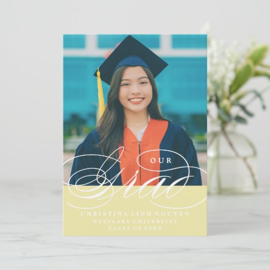 NOTRE ÉLÉGANT SCRIPT GRAD | CARTES D'INVITATION À (Debout devant)