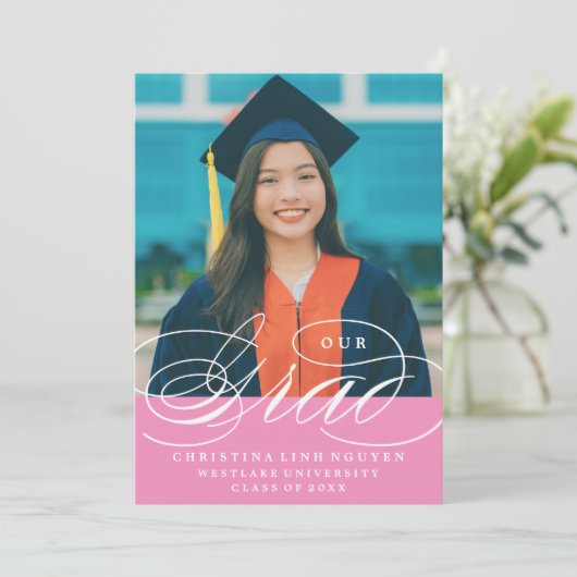 NOTRE ÉLÉGANT SCRIPT GRAD | CARTES D'INVITATION À (Debout devant)