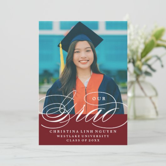 NOTRE ÉLÉGANT SCRIPT GRAD | CARTES D'INVITATION À (Debout devant)