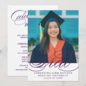 NOTRE ÉLÉGANT SCRIPT GRAD | CARTES D'INVITATION À  (Devant / Derrière)