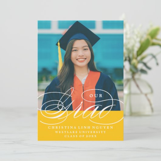 NOTRE ÉLÉGANT SCRIPT GRAD | CARTES D'INVITATION À (Debout devant)