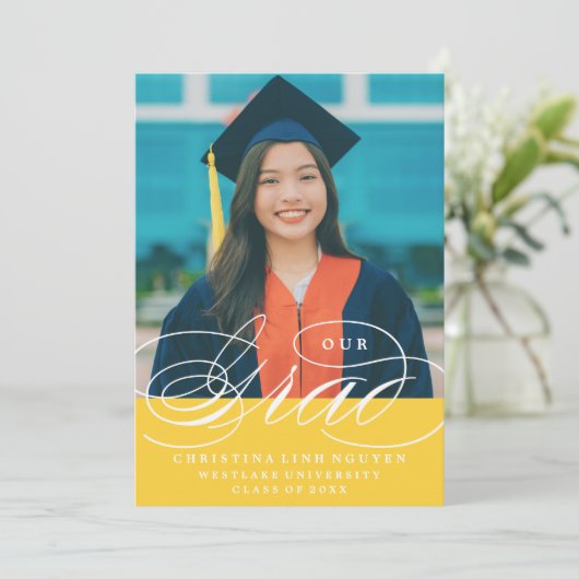 NOTRE ÉLÉGANT SCRIPT GRAD | CARTES D'INVITATION À (Debout devant)