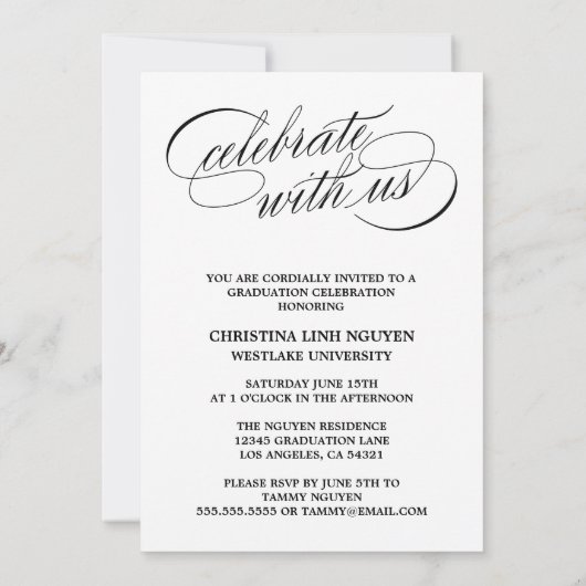 NOTRE ÉLÉGANTE GRADE DE SCRIPT | INVITATION À LA D (Dos)