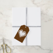 Notre étiquette de cadeau 'Cœurs 8 bits au chocola (Avec de la ficelle)