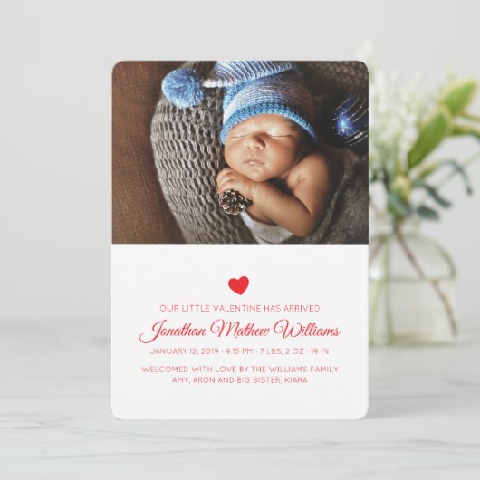 Notre Faire-part de naissance de Coeurs rouges de  (Debout devant)