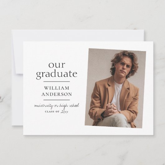 Notre Faire-part Graduate Simple Photo Graduate (Devant)