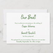 Notre Faire-part Mariage repoussé blanc vert (Devant)