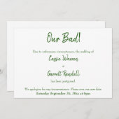 Notre Faire-part Mariage repoussé blanc vert (Devant / Derrière)