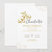 Notre Gem Anniversaire Invitation Gold Diamond Thè (Devant / Derrière)