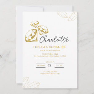 Notre Gem Anniversaire Invitation Gold Diamond Thè