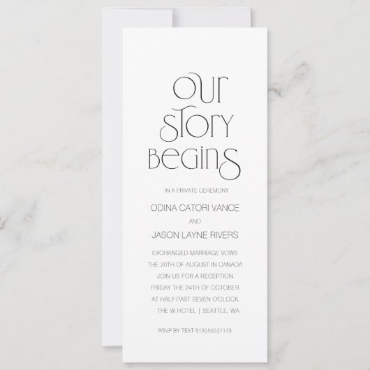 Notre histoire commence | Carte d'annonce de maria (Devant)
