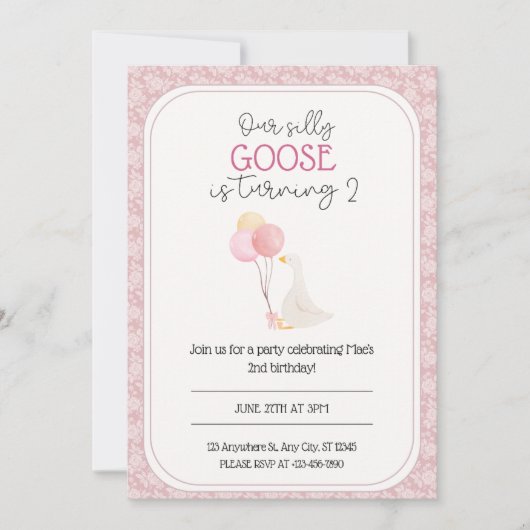 Notre invitation à l'anniversaire de Silly Goose (Devant)
