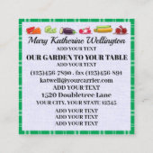 NOTRE JARDIN À VOTRE TABLE CARRÉ CARTE DE VISITE (Dos)