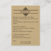 Notre Madame de carte sainte de Memorare de grâce (Dos)