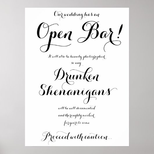 Notre Mariage A Ouvert Bar Sign Poster (Devant)