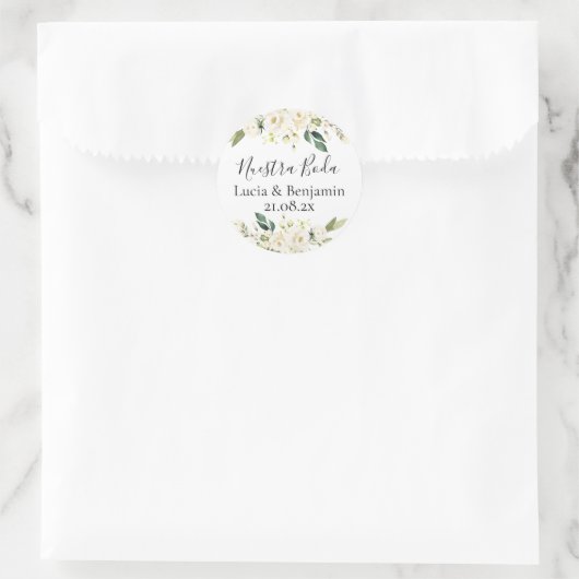 Notre mariage Autocollant rond classique (Sac)