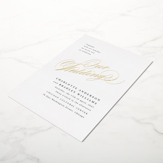 Notre Mariage Elegance Foil Wedding Invitation (Rotation)
