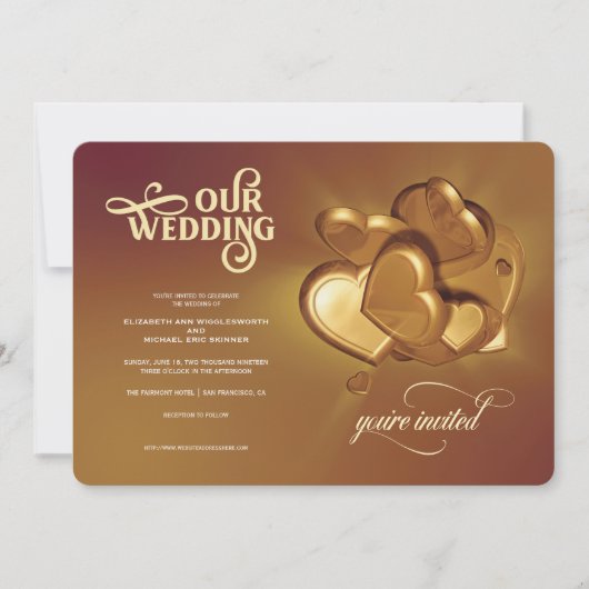 Notre Mariage Gold Invitation (Devant)