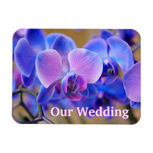 Notre Mariage Magnet orchidée bleu et rose