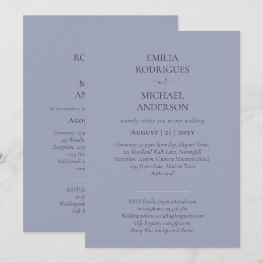 Notre Mariage Typographie Moderne INVITATION PLUSI (Devant / Derrière)